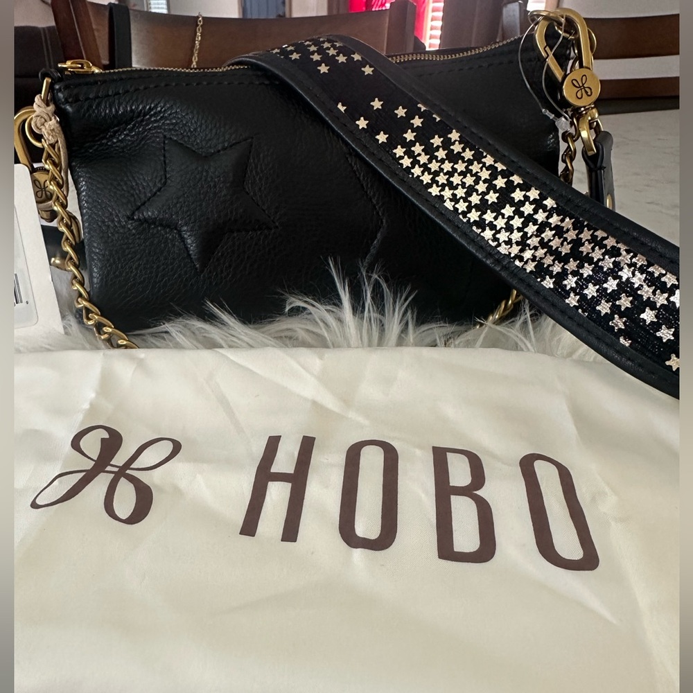 HOBO Black Star Leather Hobo Bag